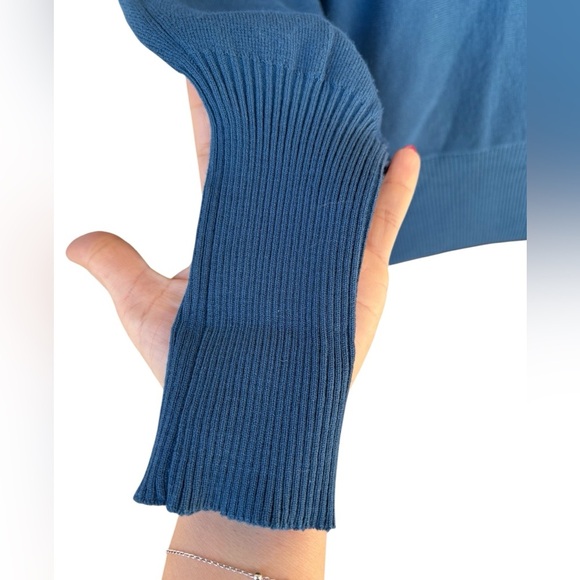 Anthropologie Modern Off-The-Shoulder Sweater TURQUOISE size L preloved - Picture 10 of 11